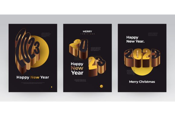 3D and Elegant New Year 2023 Poster Set: A Creative Tool for Every Occasion