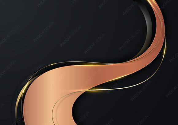 3D Luxury Copper Wave Black Background