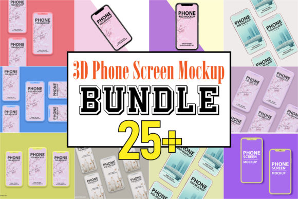 3D Phone Screen Mockup Bundle V.01