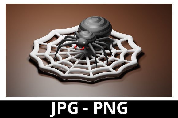 3D Rendered Spider and Web for Halloween