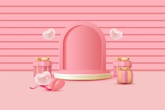 3D Valentine Day with Podium