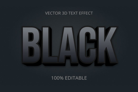 Black 3D Creative Text Effect Design