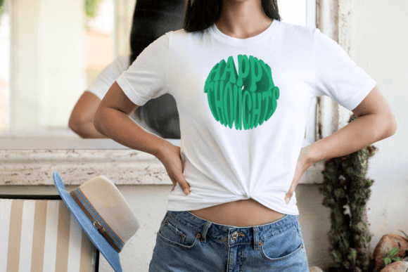 Happy Thoughts 3D Text T-Shirt Design for Real Life