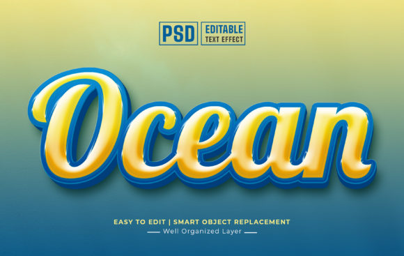 Ocean 3d Editable Text Style Effect for Creative and Practical Use