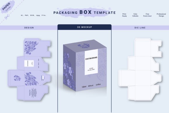 Packaging Box Die Cut 3D Preview Template